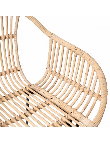 Banco de design GIAN 77 com braços em rattan natural e metal preto