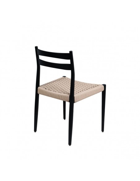 Silla contemporánea BONNIE en madera negra y cuerda