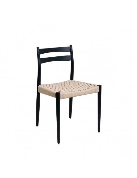 Silla contemporánea BONNIE en madera negra y cuerda