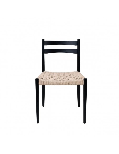 Silla contemporánea BONNIE en madera negra y cuerda