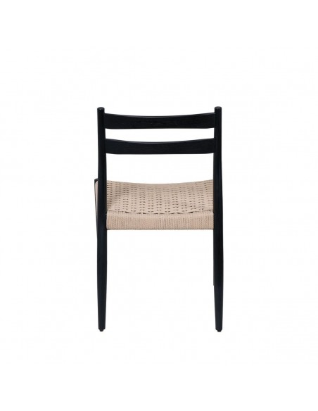 Silla contemporánea BONNIE en madera negra y cuerda