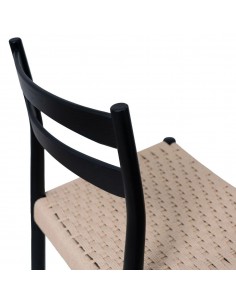 Silla contemporánea BONNIE en madera negra y cuerda 2