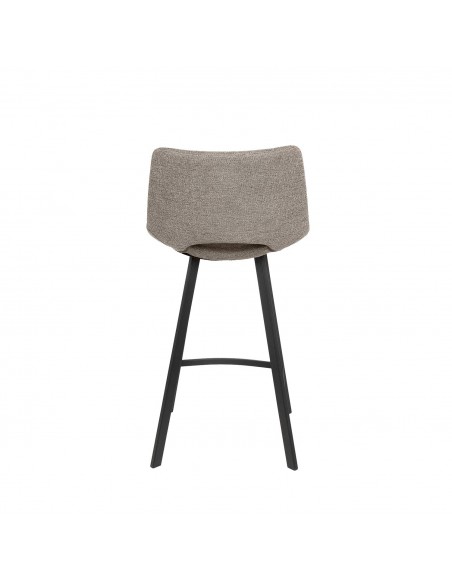 Banco CLARK de 65,5 cm. Assento estofado en Taupe e pés de metal.