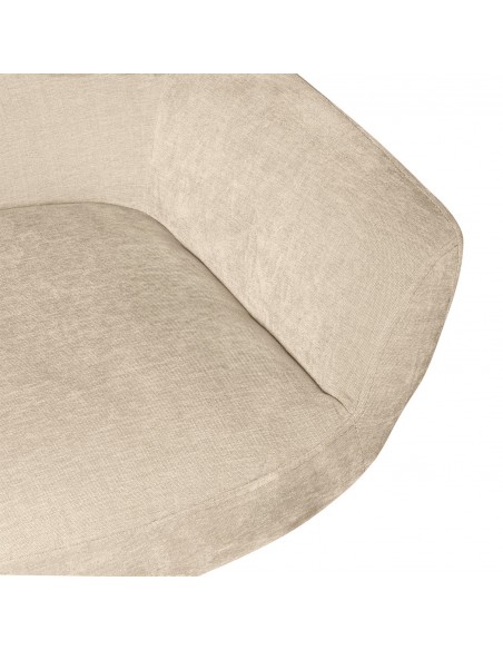 Butaca giratoria 360 BOLONIA, tejido beige y patas de metal negro