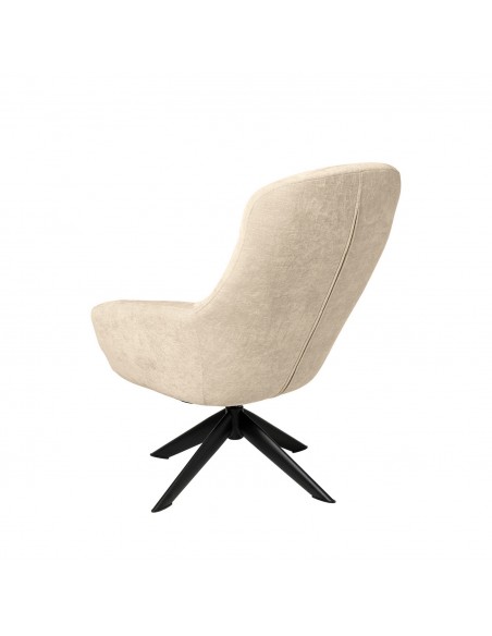 Butaca giratoria 360 BOLONIA, tejido beige y patas de metal negro