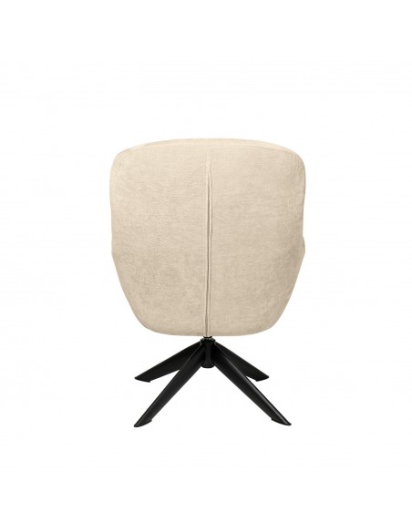 Butaca giratoria 360 BOLONIA, tejido beige y patas de metal negro