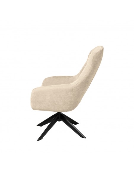Butaca giratoria 360 BOLONIA, tejido beige y patas de metal negro