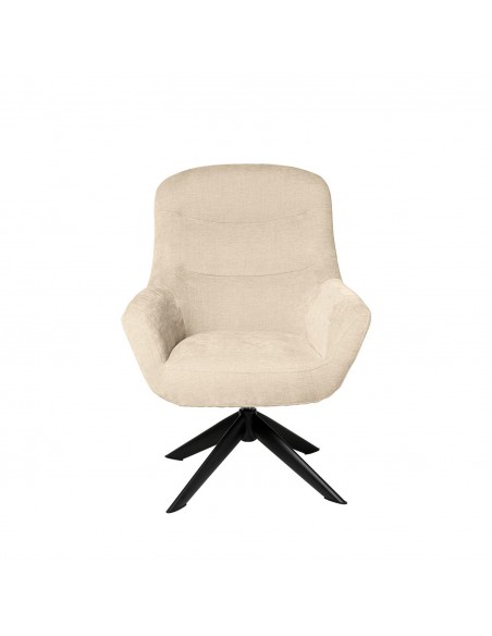 Butaca giratoria 360 BOLONIA, tejido beige y patas de metal negro