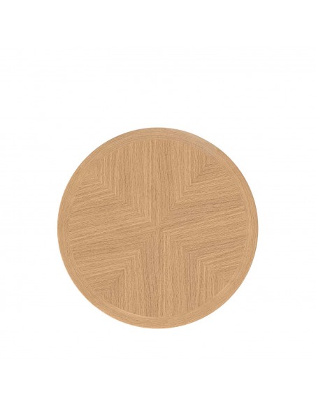 Mesa redonda Argo 120, chapa de roble y patas de madera maciza.