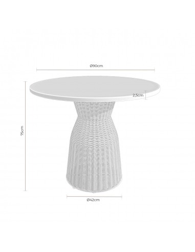 Mesa redonda de rattan CHIARA 90 em natural e...
