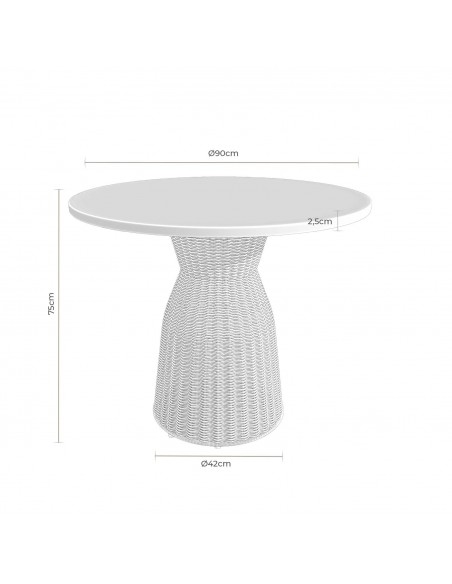 Mesa redonda de rattan CHIARA em preto