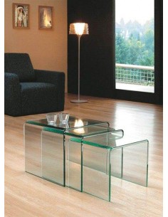 Juego de 3 mesas nido en cristal templado transparente. 2