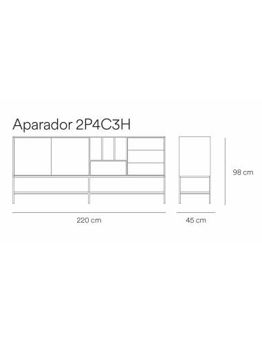 Teulat Platt Aparador minimalista 220 x 98, MDF...