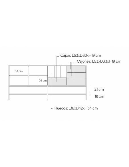 Teulat Platt Aparador minimalista 220 x 98, MDF lacado Cinza Antracite