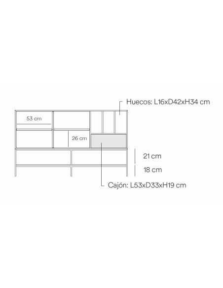 Teulat Platt Aparador minimalista 166 x 98, MDF lacado Gris Antracita