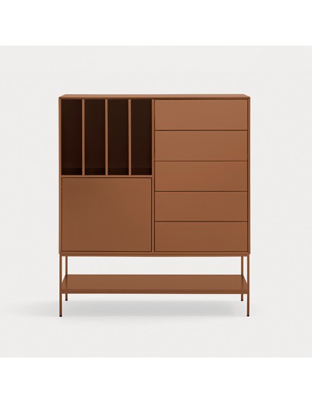 Teulat Platt Aparador Alto minimalista 120 x 140, MDF lacado Arcilla