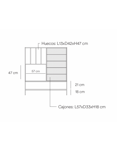 Teulat Platt Aparador Alto minimalista 120 x...