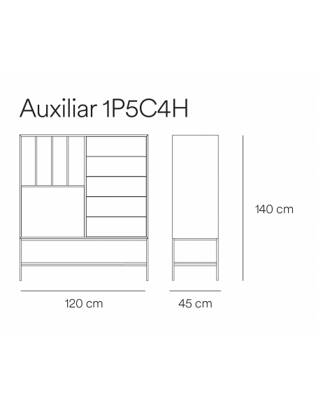 Teulat Platt Aparador Alto minimalista 120 x 140, MDF lacado argila