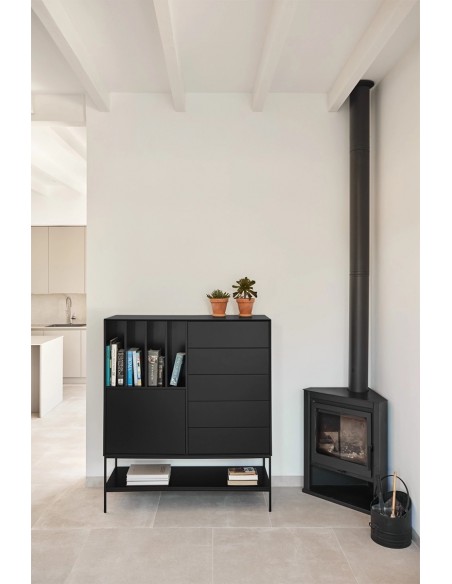 Teulat Platt Aparador cubo minimalista 120 x 140, MDF lacado Cinza Antracite