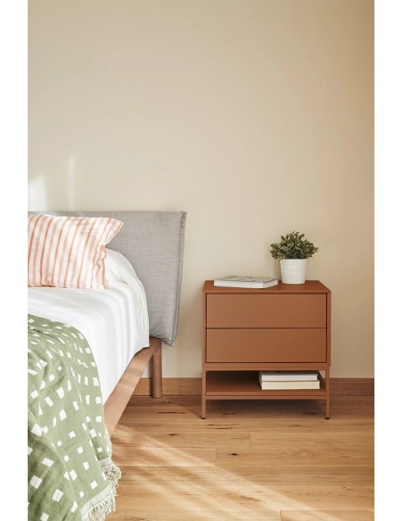 Mesa de cabeceira minimalista Teulat Platt 55 x 55, MDF lacado argila