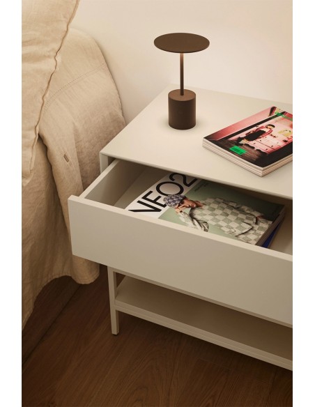 Mesa de cabeceira minimalista Teulat Platt 55 x 55, MDF lacado Arena