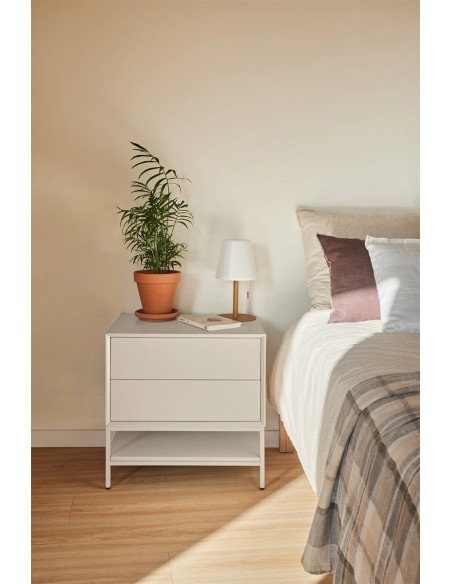 Mesa de cabeceira minimalista Teulat Platt 55 x 55, MDF lacado Arena