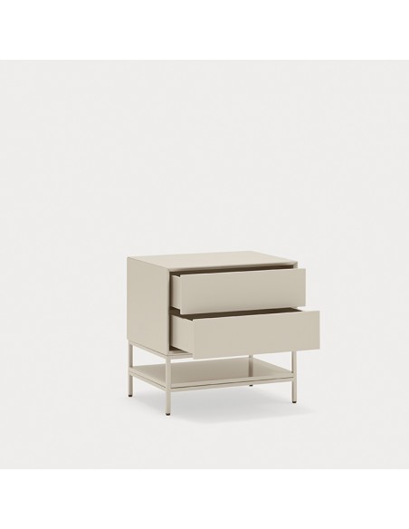 Mesa de cabeceira minimalista Teulat Platt 55 x 55, MDF lacado Arena