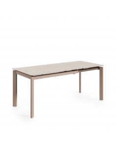 Mesa extensível CONSTANCE 120 (180), travertino e metal bege