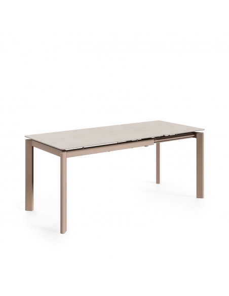 Mesa extensível CONSTANCE 120 (180), travertino e metal bege