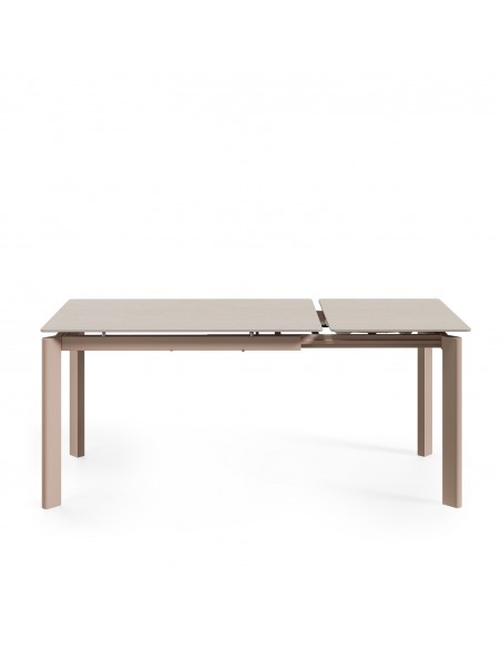 Mesa extensível CONSTANCE 120 (180), travertino e metal bege
