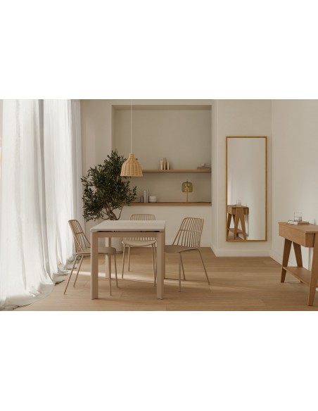 Mesa extensível CONSTANCE 120 (180), travertino e metal bege