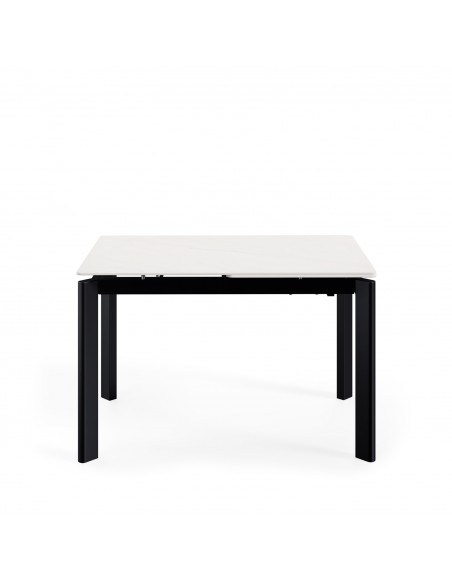 Mesa extensível CONSTANCE 120 (180), porcelânico branca e metal preto