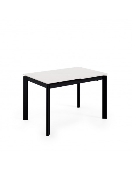Mesa extensível CONSTANCE 120 (180), porcelânico branca e metal preto