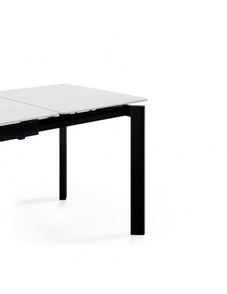 Mesa extensível CONSTANCE 120 (180), porcelânico branca e metal preto