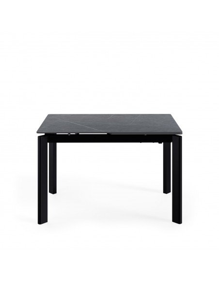 Mesa extensível CONSTANCE 120 (180) porcelânico cinza e metal preto