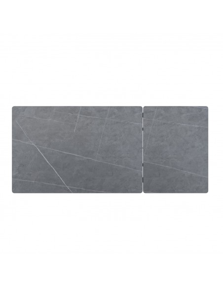 Mesa extensível CONSTANCE 120 (180) porcelânico cinza e metal preto