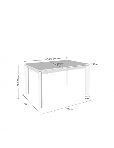 Mesa extensible CONSTANCE 120 (180) porcelánico...