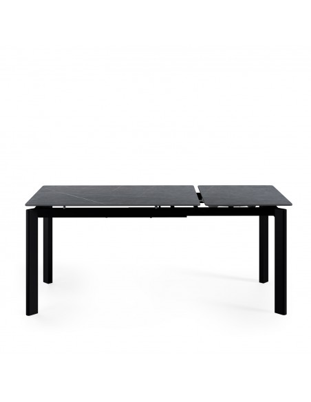 Mesa extensível CONSTANCE 120 (180) porcelânico cinza e metal preto