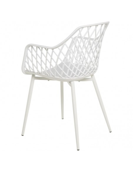 SILLA CON BRAZOS CHARLOTTE BLANCO. POLIPROPILENO Y PATAS METALICAS
