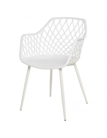 SILLA CON BRAZOS CHARLOTTE BLANCO. POLIPROPILENO Y PATAS METALICAS