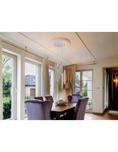 LÂMPADA DE TETO VARAS CROMADA E BRANCA 9L