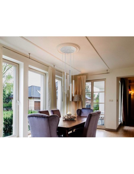 LAMPARA de techo VARAS CROMO y BLANCO 9L