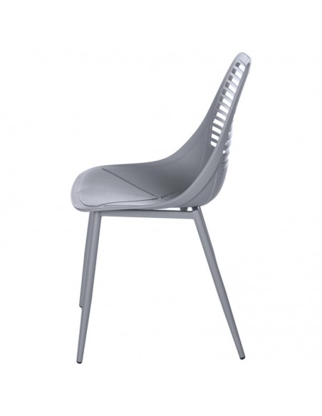 SILLA DE POLIPROPILENO LEIA GRIS. PATAS METAL
