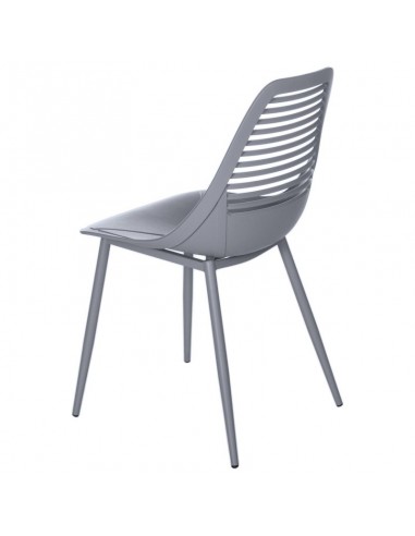 SILLA DE POLIPROPILENO LEIA GRIS. PATAS METAL