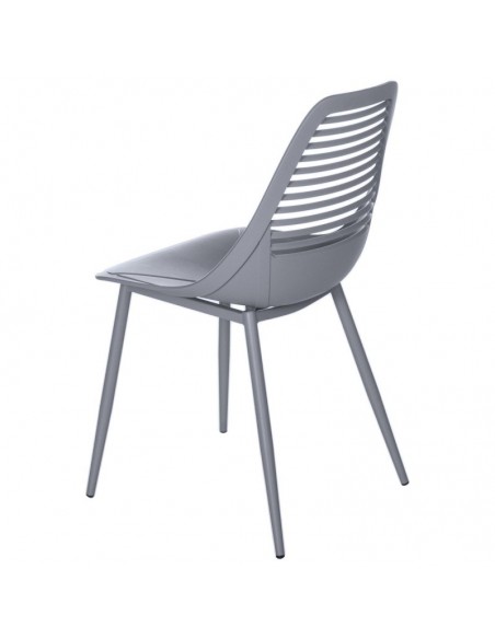 SILLA DE POLIPROPILENO LEIA GRIS. PATAS METAL