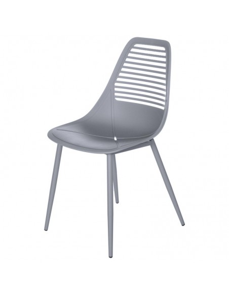 SILLA DE POLIPROPILENO LEIA GRIS. PATAS METAL
