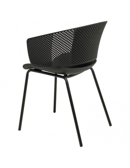 SILLA CON BRAZOS NOELLE NEGRO, POLIPROPILENO, PATAS METAL