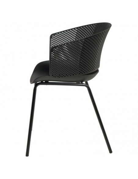 SILLA CON BRAZOS NOELLE NEGRO, POLIPROPILENO, PATAS METAL