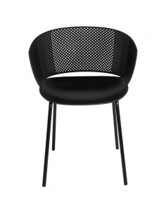 SILLA CON BRAZOS NOELLE NEGRO, POLIPROPILENO, PATAS METAL