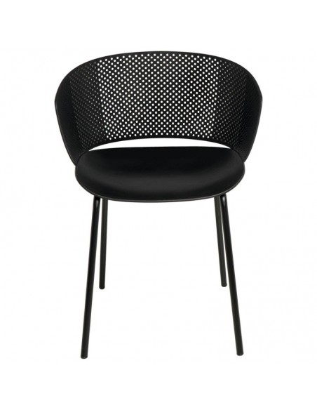 SILLA CON BRAZOS NOELLE NEGRO, POLIPROPILENO, PATAS METAL